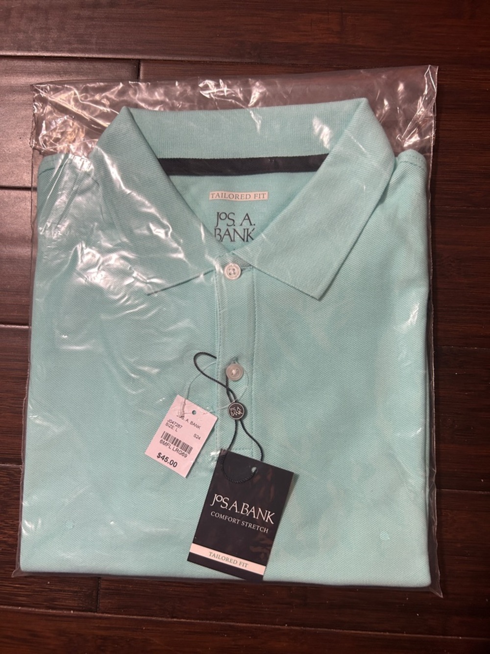 Jos. A. Bank Tailored Fit Men's Polo Shirt in Mint Green Color. Sz L. 💯 cotton